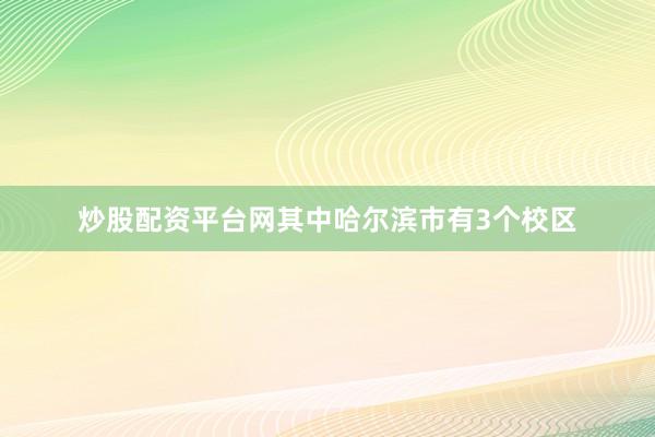 炒股配资平台网其中哈尔滨市有3个校区