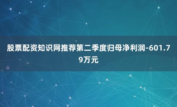 股票配资知识网推荐第二季度归母净利润-601.79万元